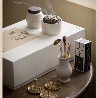 Zen Aura White Porcelain Incense Gift Box Set