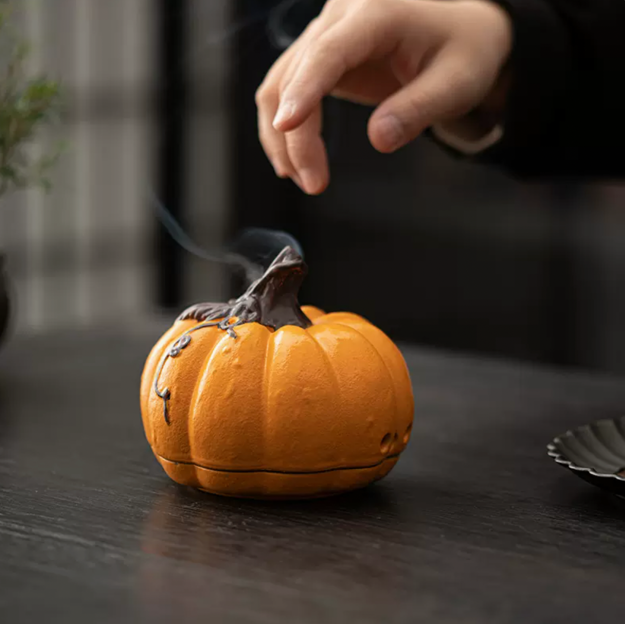 Zen Aura Pumpkin Ceramic Incense Burner