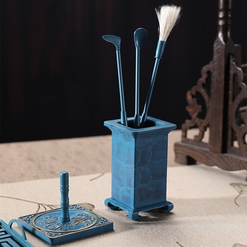 Zen Aura Luxe Burn Blue Pure Copper Incense Set