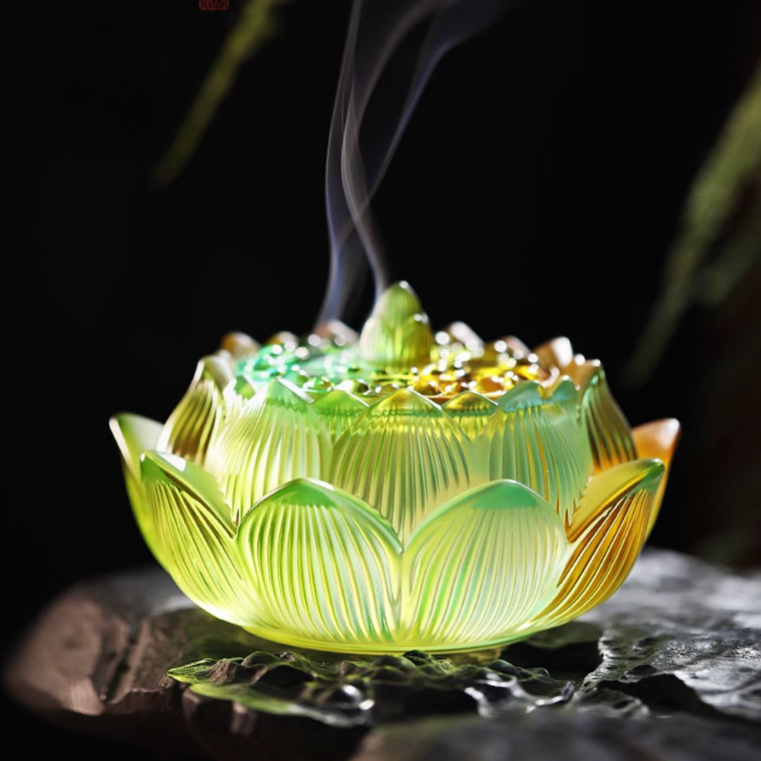 Zen Aura Colored Glaze Lotus Incense Burner