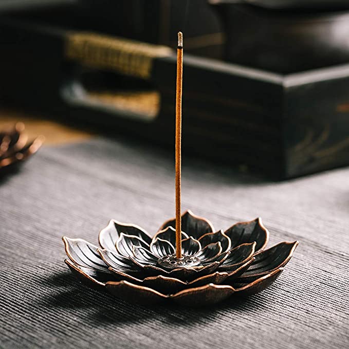 Zen Aura Buddhism Lotus Incense Burner