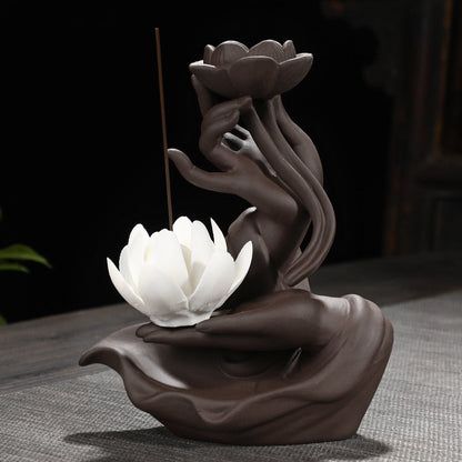 Zen Aura Buddha Waterfall Incense Burner