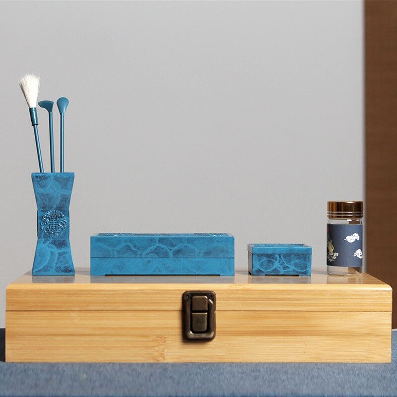 Zen Aura Legacy Collection: Pure Brass Blue-Printed Incense Set