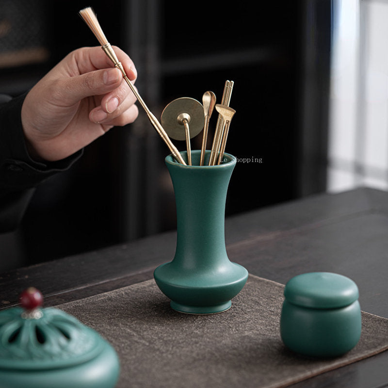 Zen Aura Peacock Green Incense Utensils Set